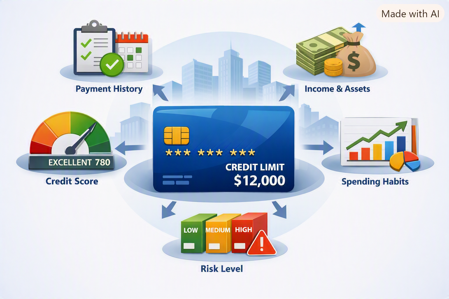 how banks decide credit limits infographic